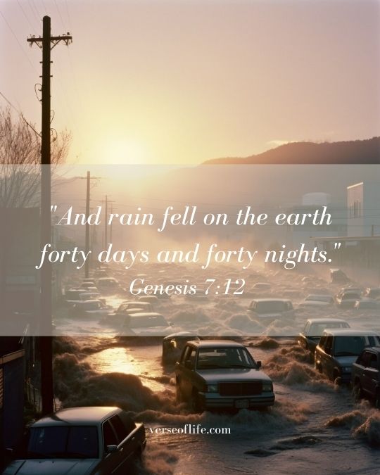 Genesis 7_12 Bible Verses About Noah and the Flood